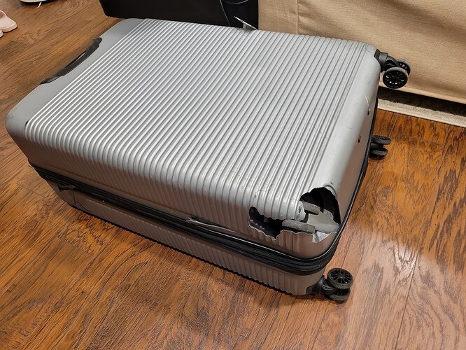 damaged luggage from rightside