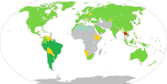 泰国免签地图|Source: Wikipedia