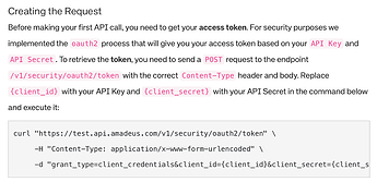 图1. Amadeus官网中关于如何access token的截图