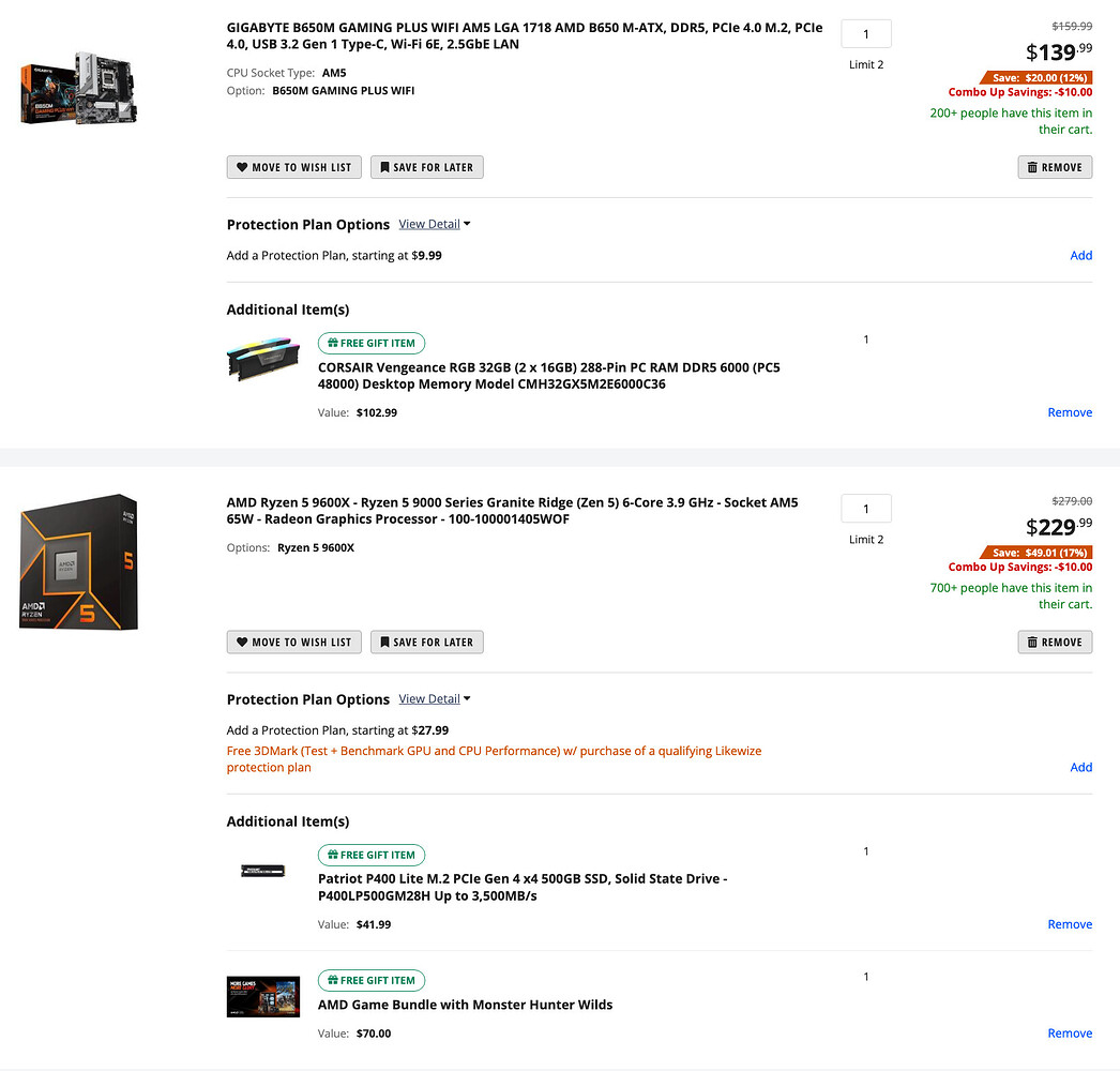 PC装机Part List/Deal指南/讨论P2 0916 Amazon Resale 20 25% Off 7600X $129