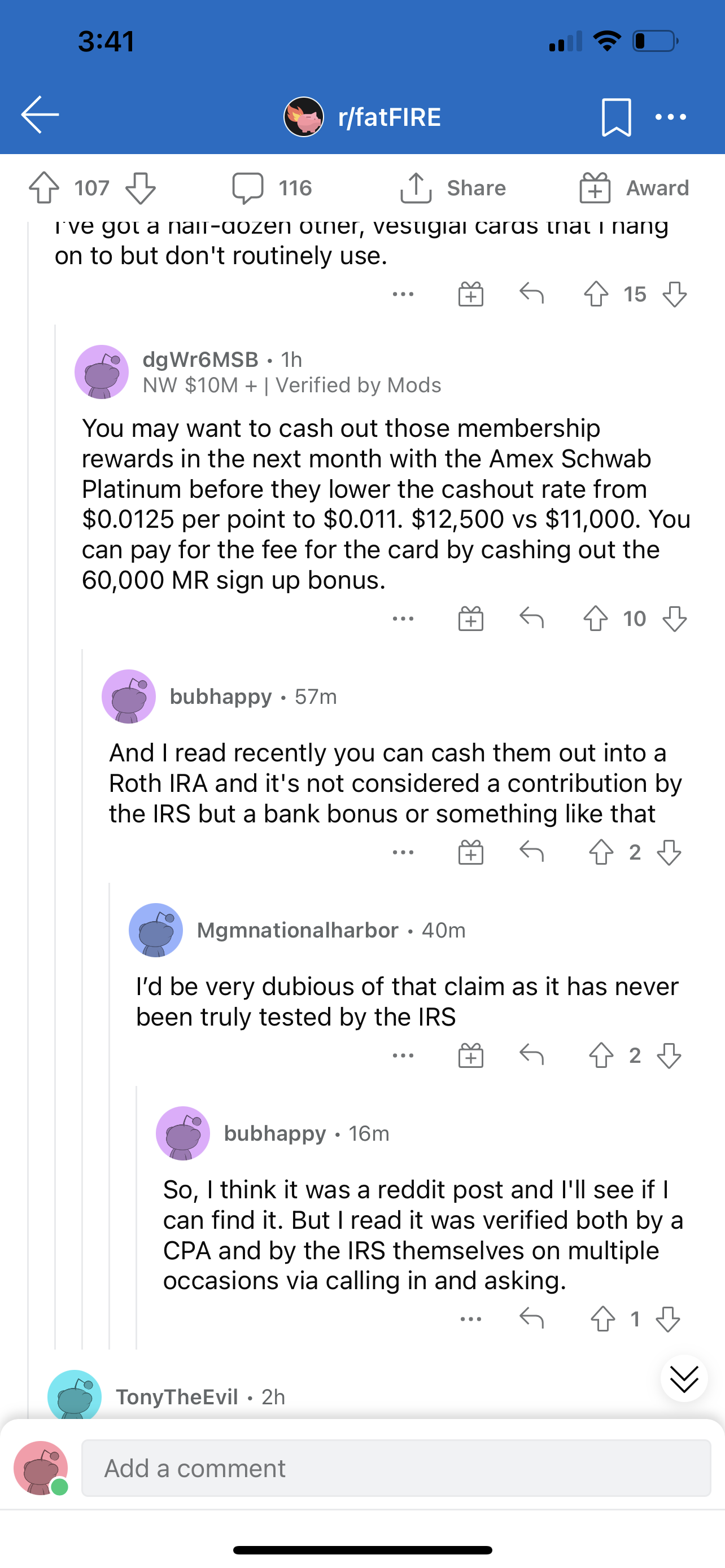 Amex MR点数可以cash out到Schwab的IRA？ - 玩卡- 美卡论坛