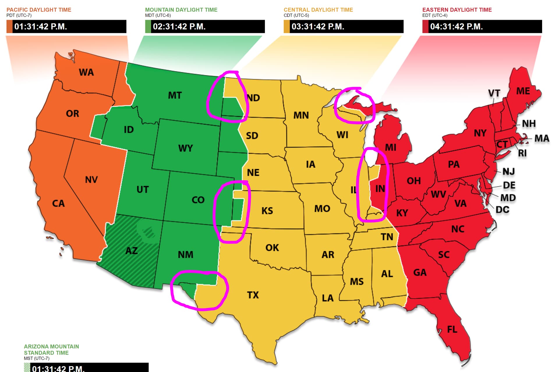 关于同一个州内的不同时区划分- 生活- 美卡论坛
