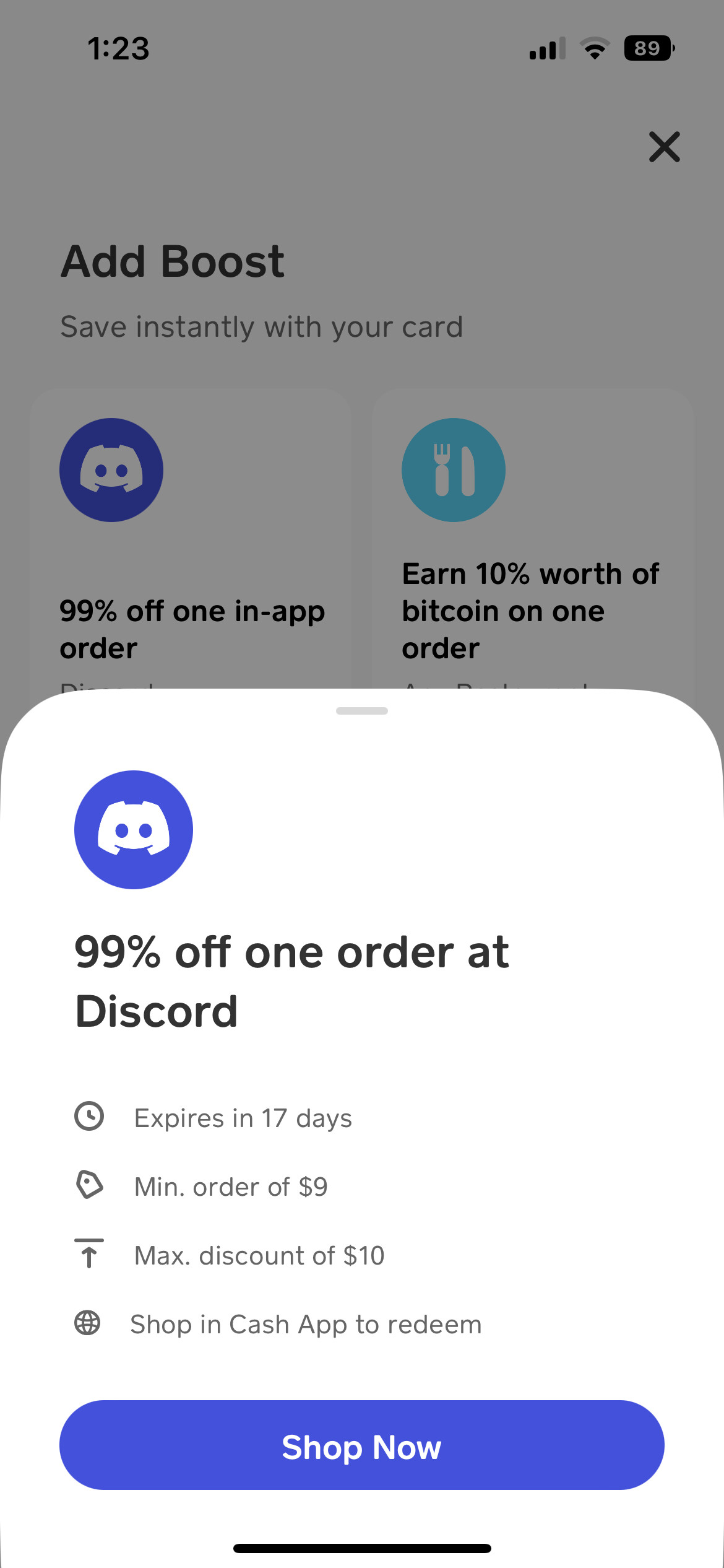Cash app boost 出现Discord 99% off - 银行账户- 美卡论坛