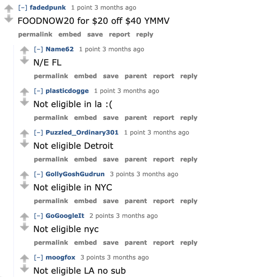 UberEATs/Postmates Coupon Codes 4267，来自 xxxyyy 购物折扣 美卡论坛