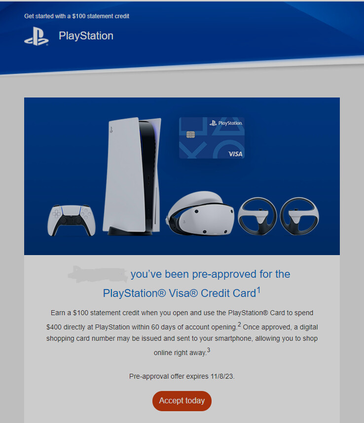 居然有PlayStation Credit Card >.