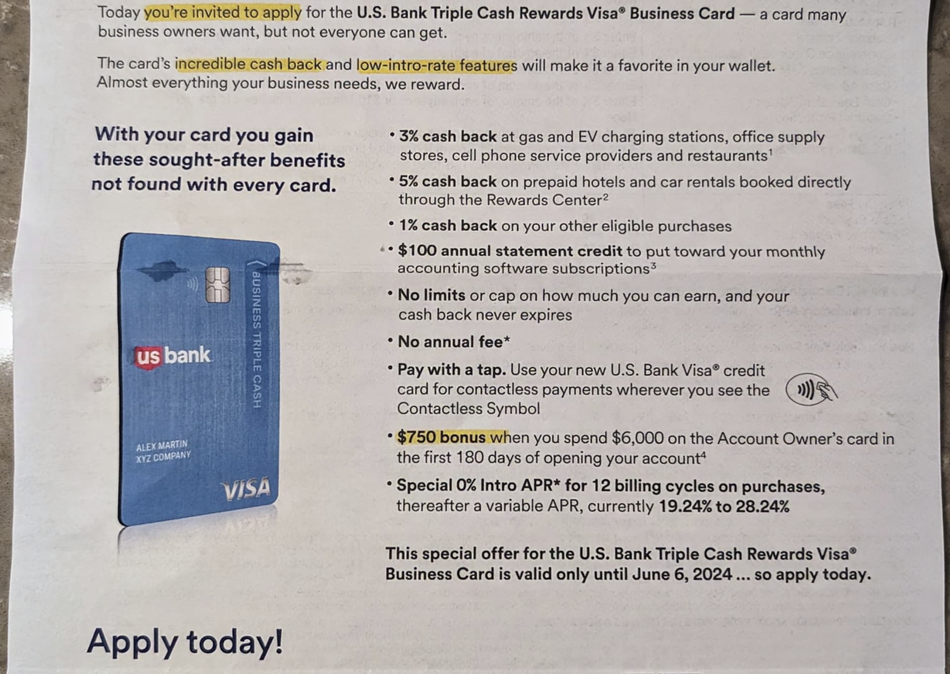US bank triple cash business card 史高offer？ - 信用卡- 美卡论坛