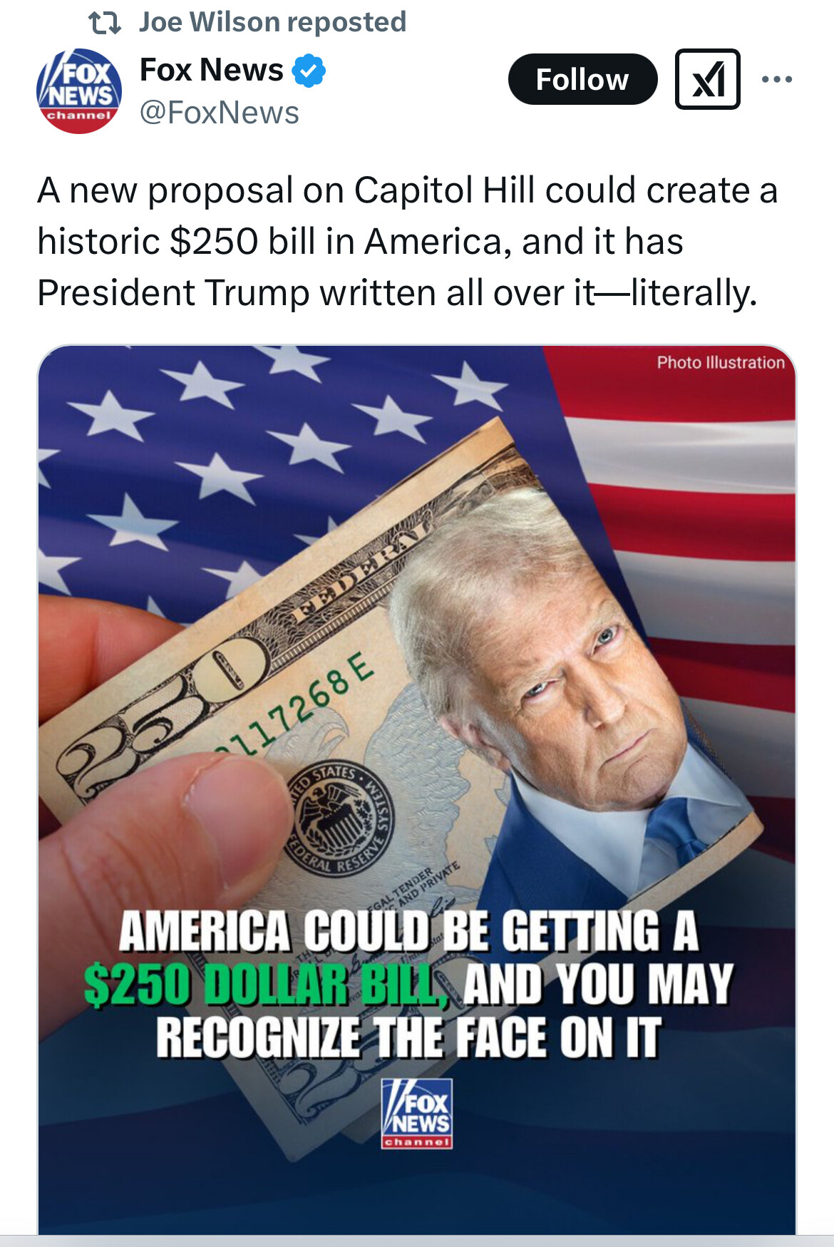 他是人民的大救星— 议员建议新发行250美元美钞，印上川主席头像- 社会新闻- 美卡论坛