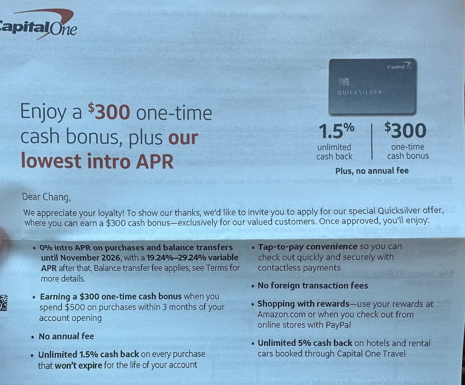 Capital one Quicksiver史高么？ - 美卡论坛