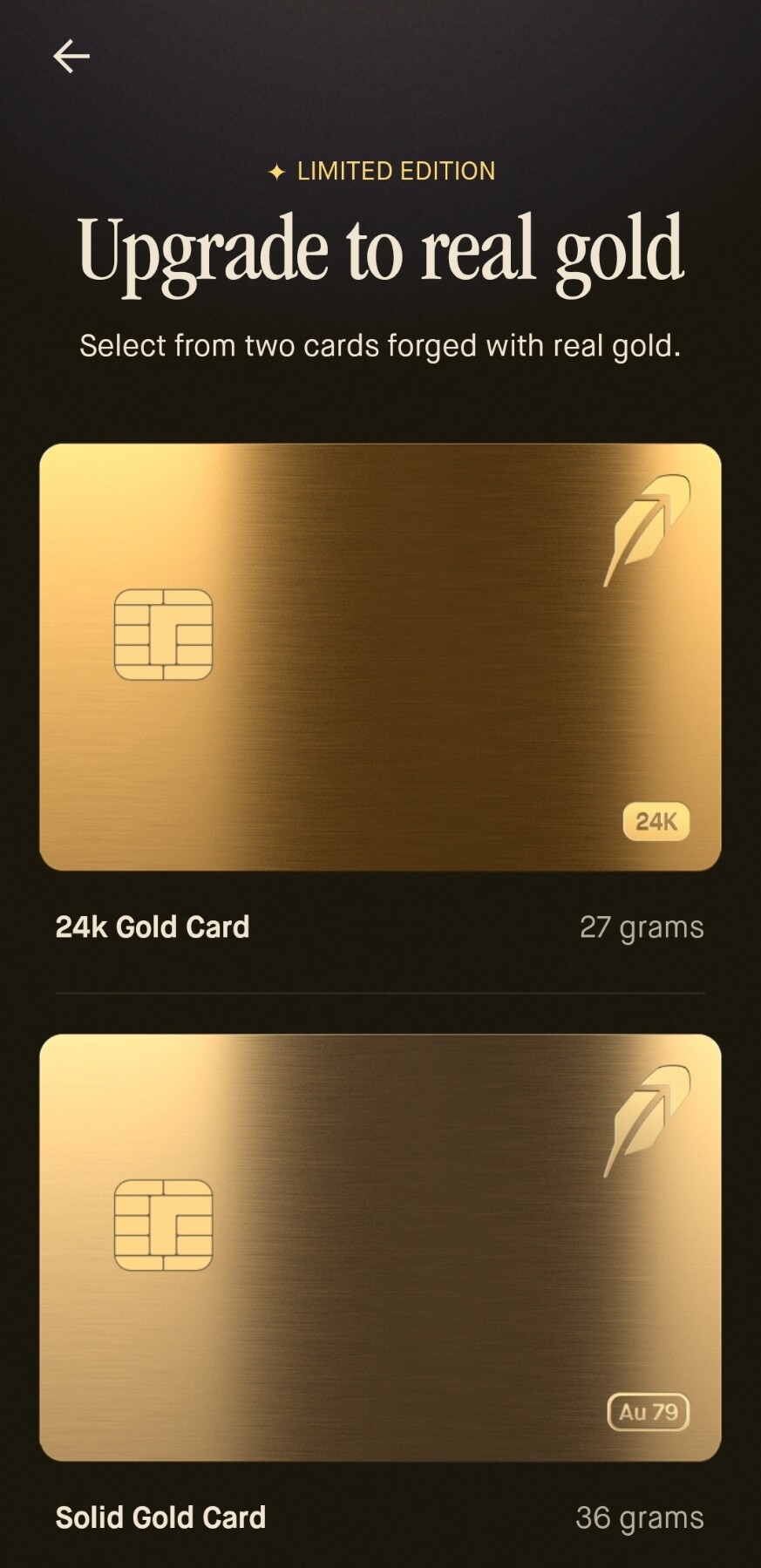 Robinhood gold给了24k金和纯金卡的兑换无需refer - 信用卡- 美卡论坛