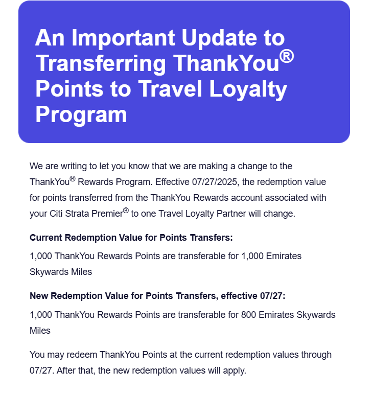 Citi ThankYou Rewards Point Emirates 7 27 Citi thankyou rewards point emirates 7 27