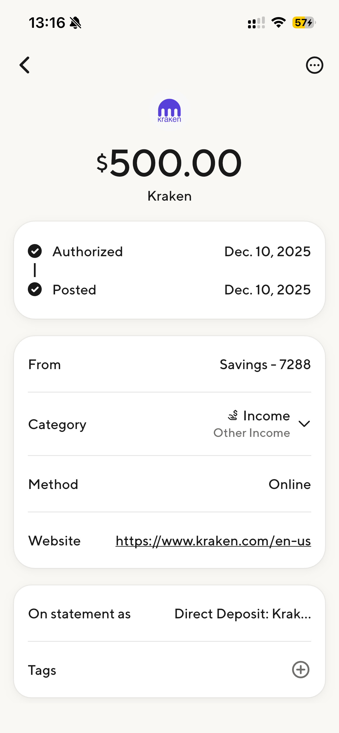 fake DD新方法]Kraken和Krak配合，入金之后快速出金update：可多次churn rakuten -  #89，来自古希腊掌管信用卡的神- 玩卡- 美卡论坛