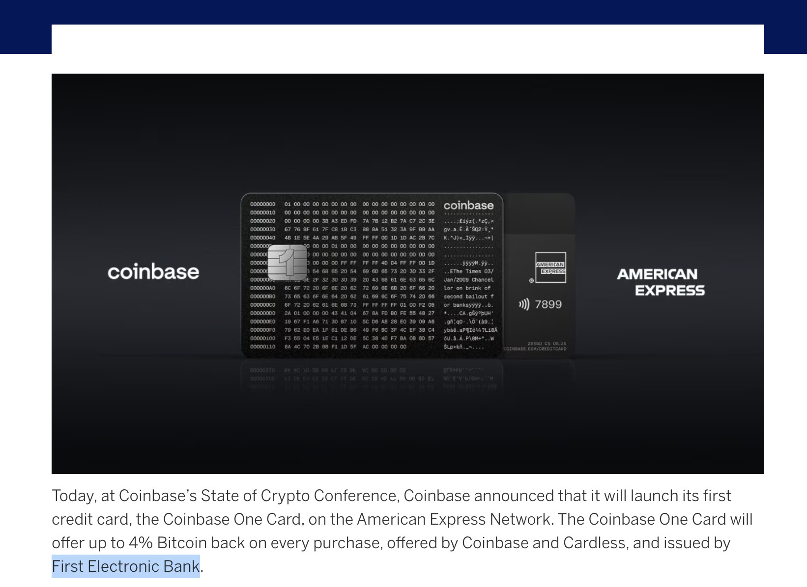 Coinbase即将发布Amex信用卡，存20万刀资产可4%返现- 玩卡- 美卡论坛