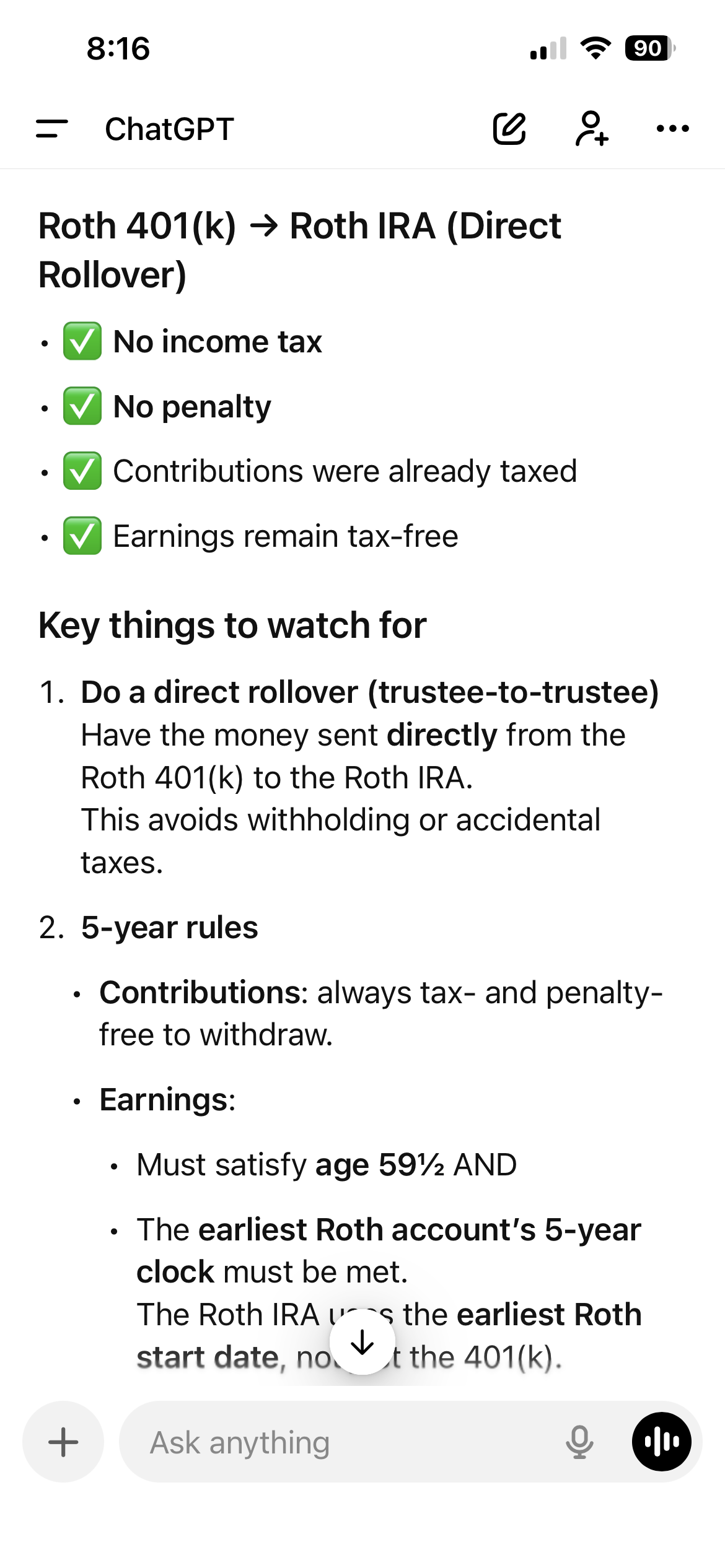 请教一下Roth 401k rollover到Roth IRA以后，资金的ordering rule - 理财- 美卡论坛
