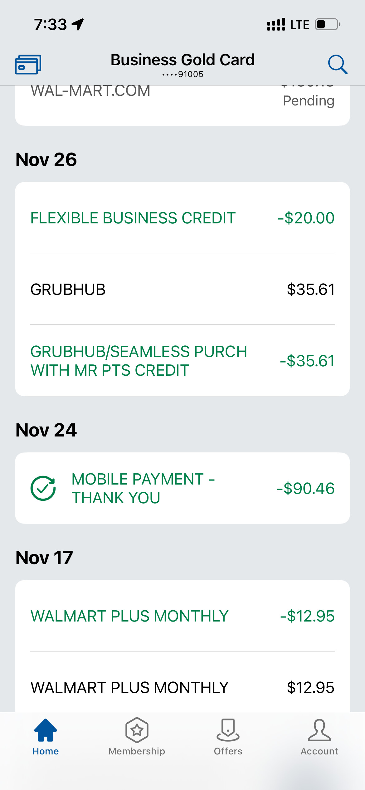 去报销Grubhub20刀，给了这个credit是啥意思- 玩卡- 美卡论坛