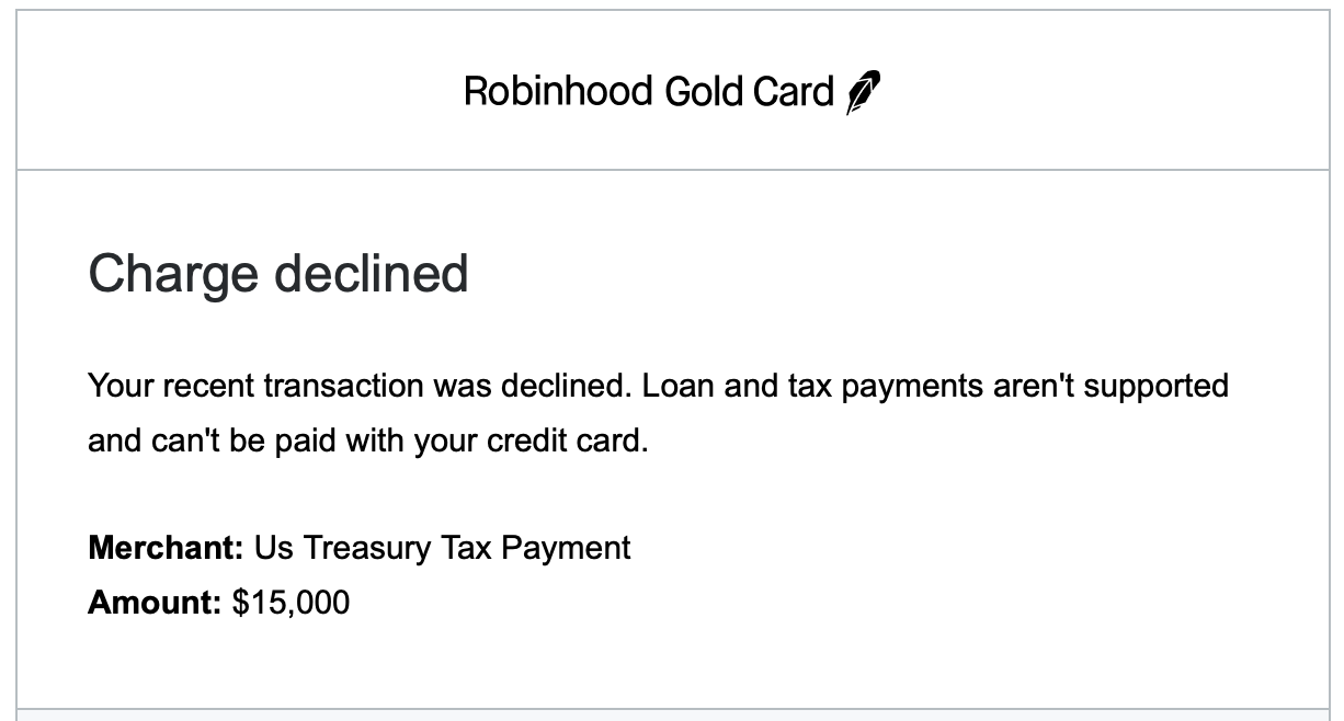 Robinhood Gold 3% 返现卡不能用来交税- 玩卡- 美卡论坛