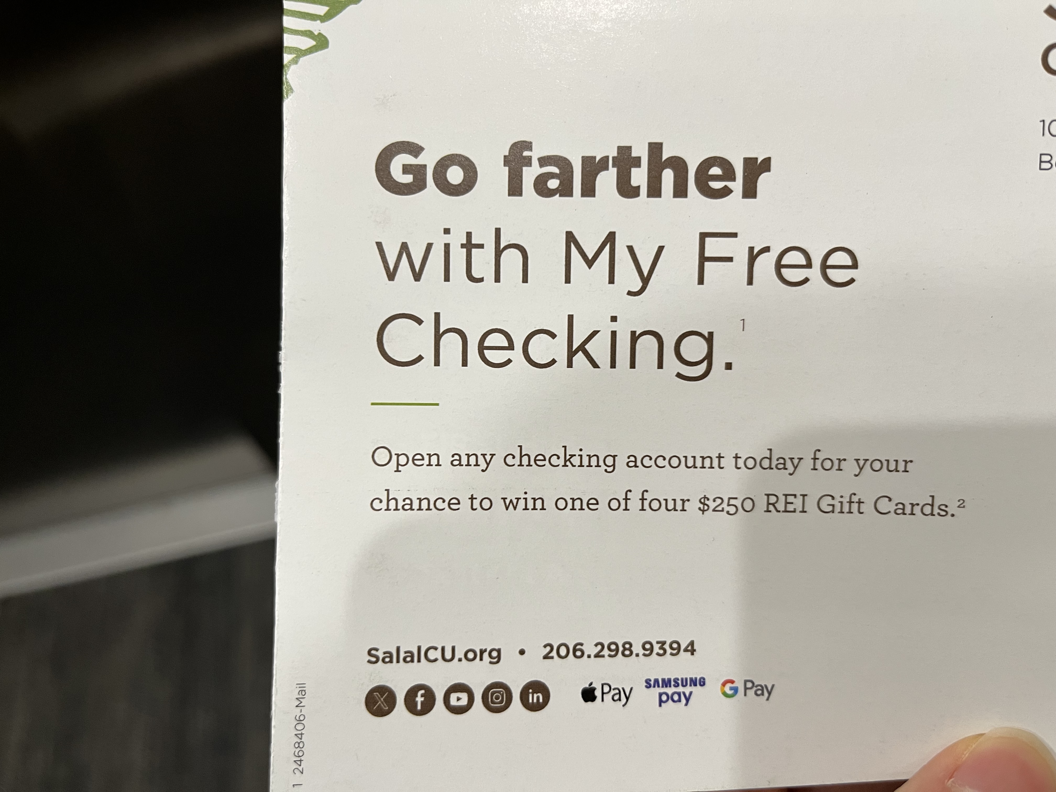 现开Salal Credit Union可抽奖250刀REI gift card - 玩卡- 美卡论坛