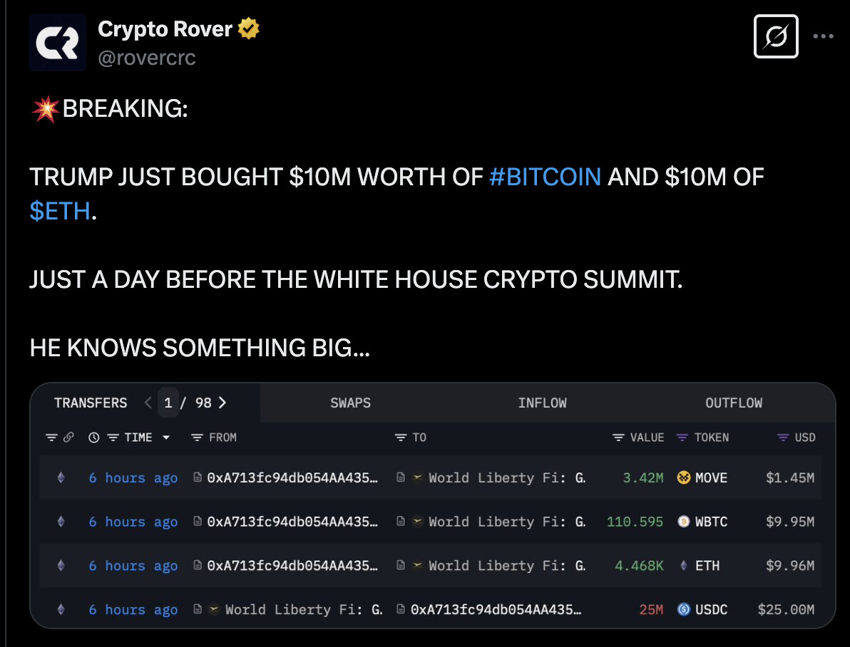 Trump买了$10mBitcoin+$10mETH - 理财- 美卡论坛