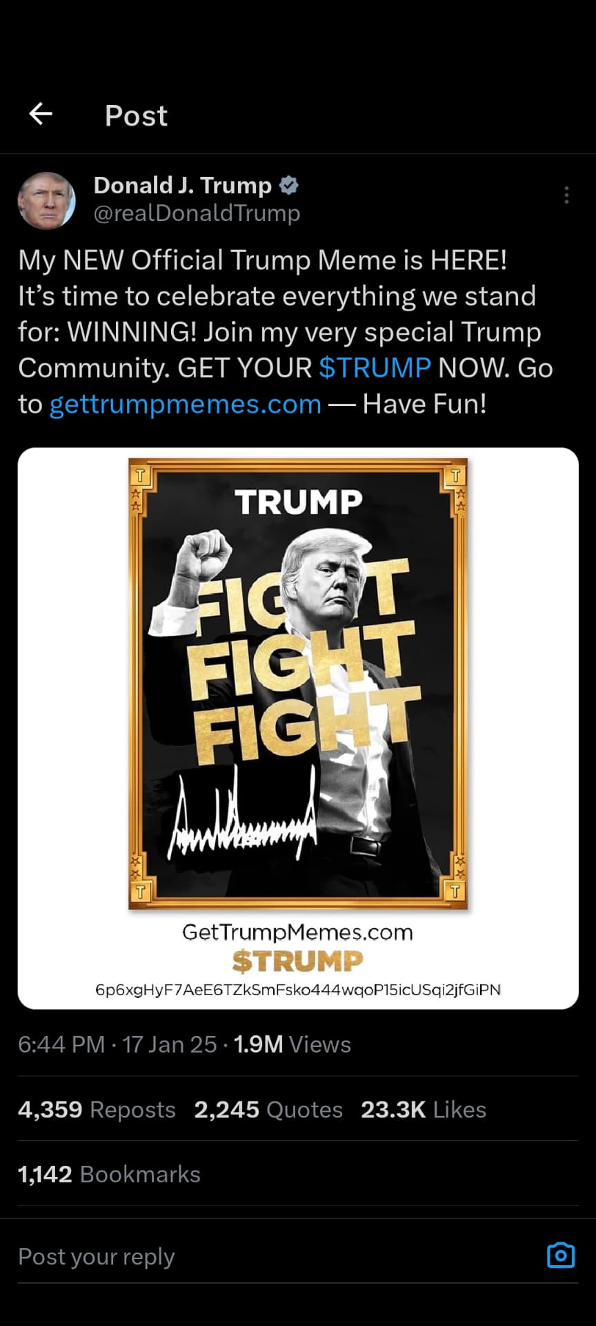 Trump 开始卖自己的Meme crypto coin?!?! - 加密货币- 美卡论坛